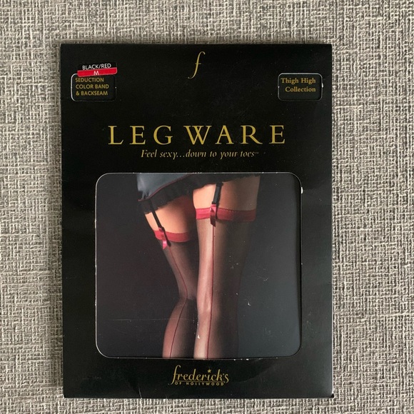 New! Fredericks of Hollywood Seduction color band & backseam Stockings - Picture 1 of 4